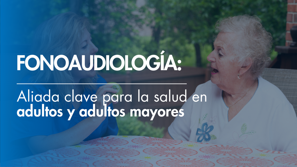 Sesión de fonoaudiología con una adulta mayor, acompañada por una terapeuta del habla, en proceso de rehabilitación comunicativa.